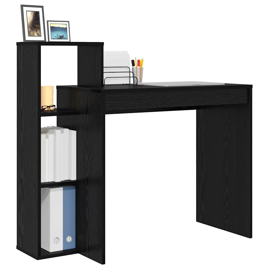 Bureau avec étagère Noir aspect chêne 100 x 40 x 90 cm