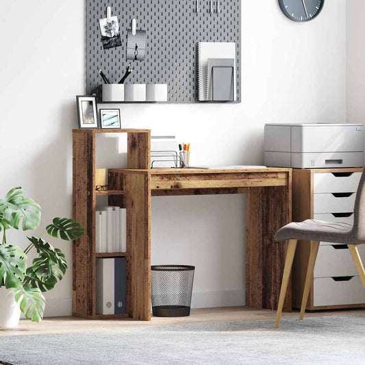 Bureau avec étagère en bois recyclé 100 x 40 x 90 cm bois d'ingénierie
