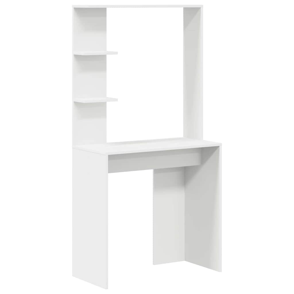 Desk with Shelves White 78.5 x 37 x 154.5 cm Engineered Wood