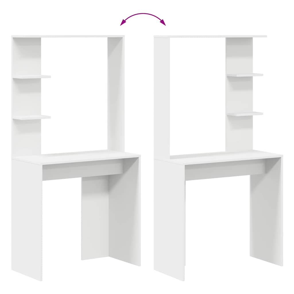 Desk with Shelves White 78.5 x 37 x 154.5 cm Engineered Wood