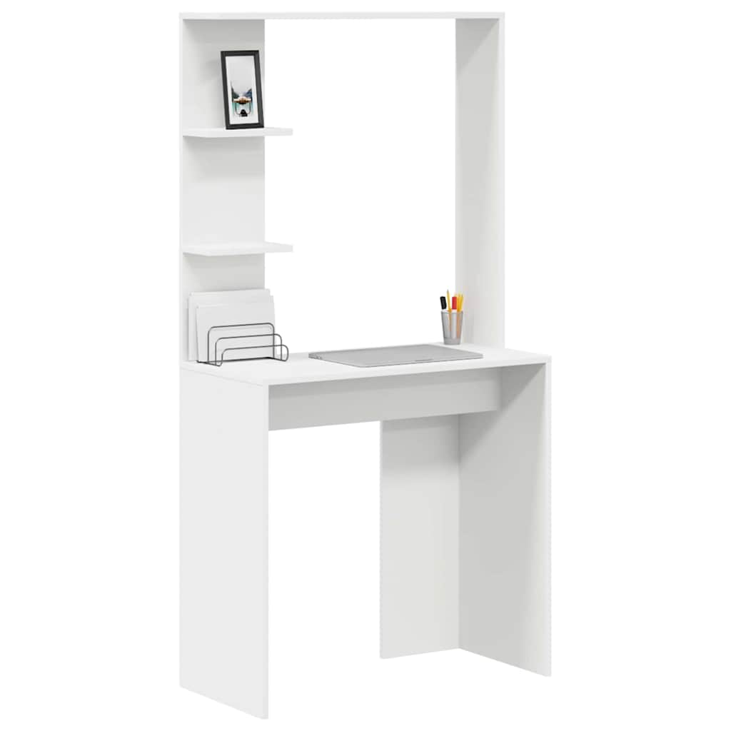 Desk with Shelves White 78.5 x 37 x 154.5 cm Engineered Wood