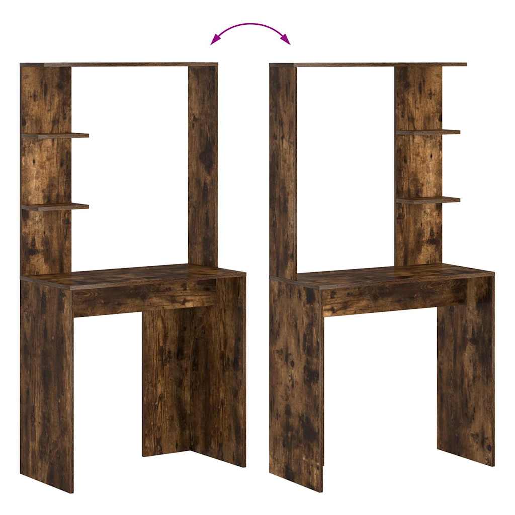 Bureau avec étagère Chêne fumé 78,5 x 37 x 154,5 cm