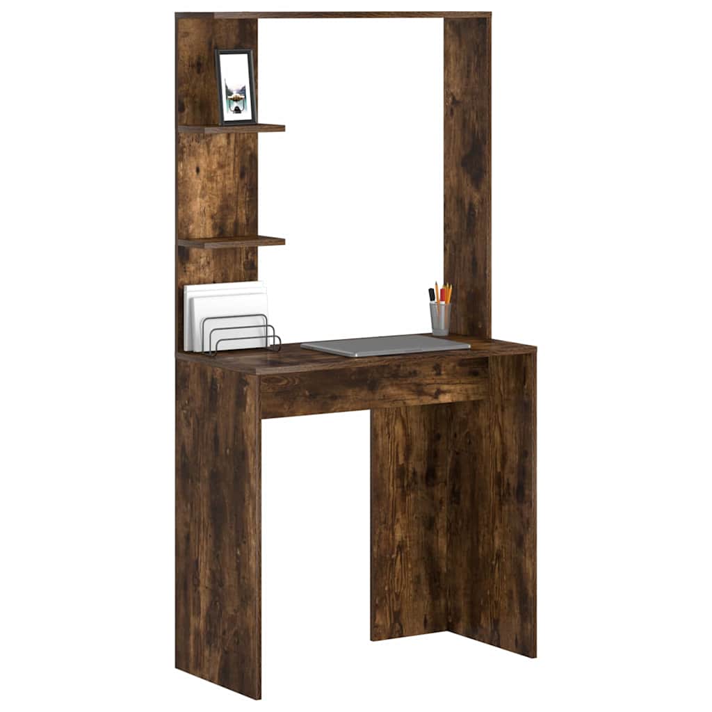 Bureau avec étagère Chêne fumé 78,5 x 37 x 154,5 cm