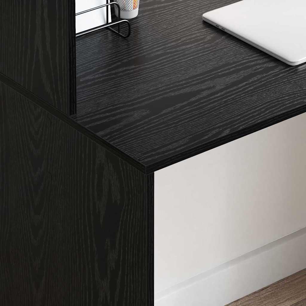 Desk with Shelf Black Oak Look 102 x 50 x 124 cm