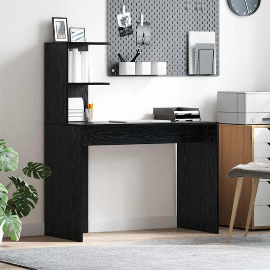 Desk with Shelf Black Oak Look 102 x 50 x 124 cm