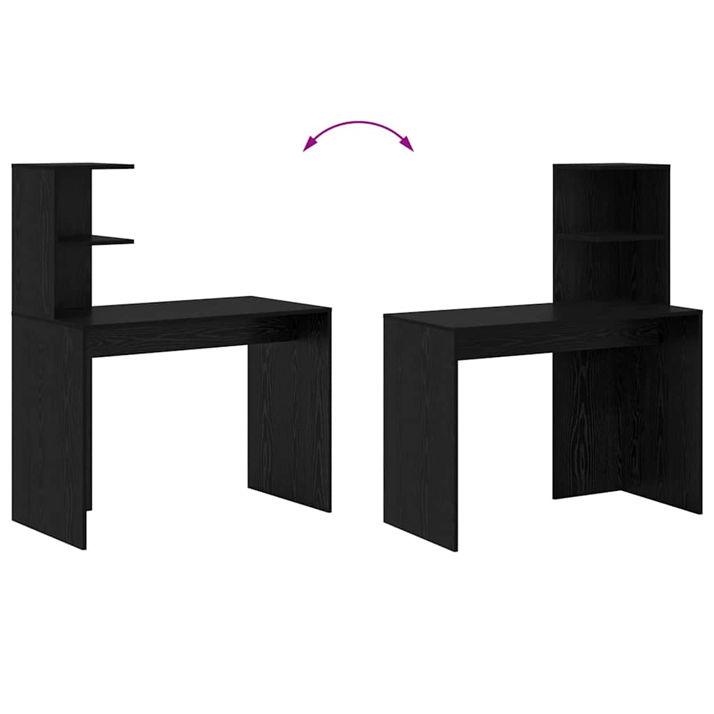 Desk with Shelf Black Oak Look 102 x 50 x 124 cm
