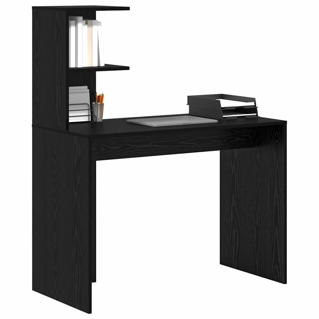 Desk with Shelf Black Oak Look 102 x 50 x 124 cm