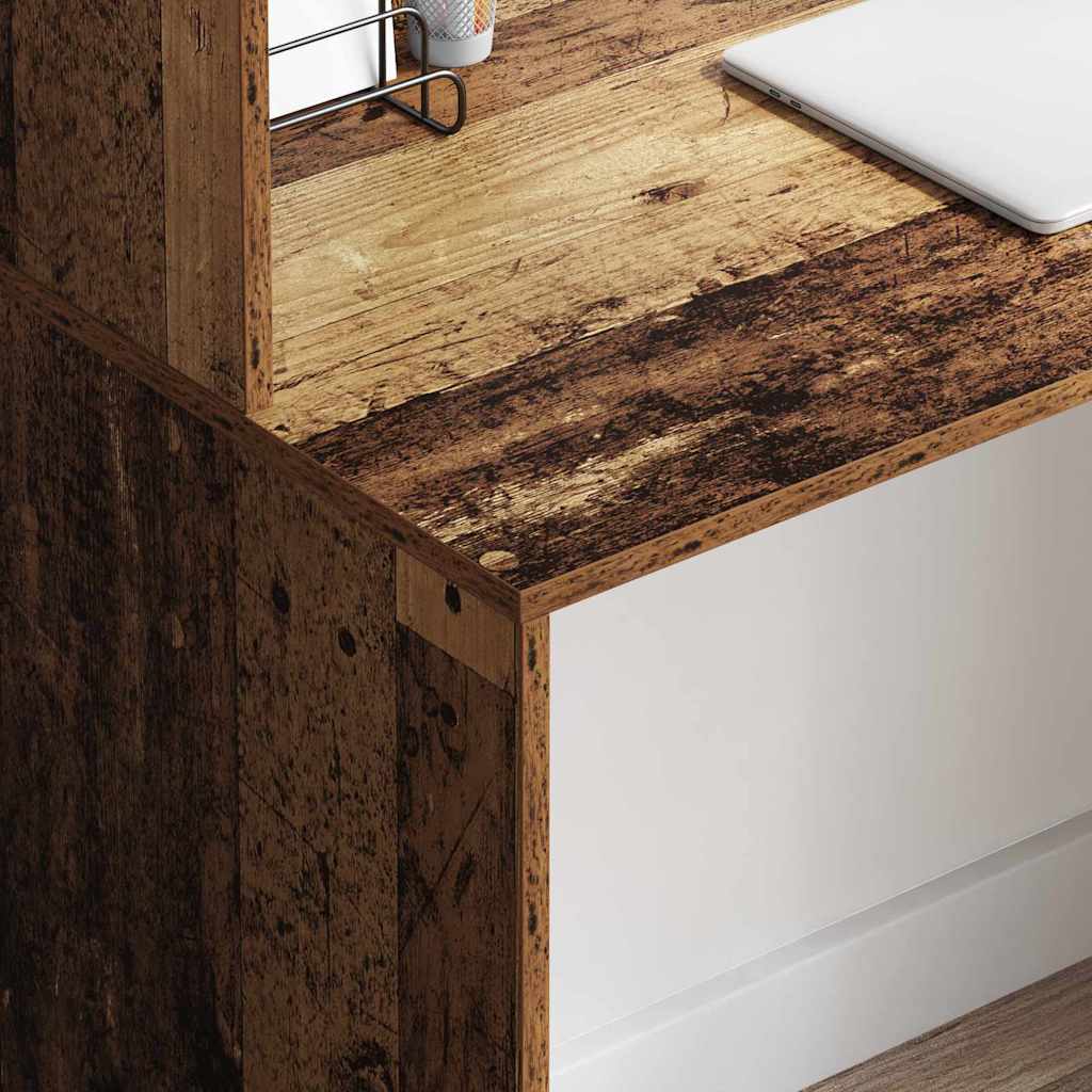 Desk with Shelf Reclaimed Wood 102 x 50 x 124 cm Engineered Wood