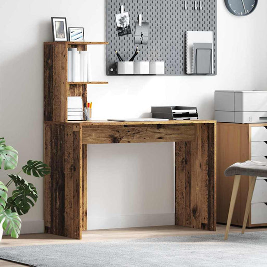 Desk with Shelf Reclaimed Wood 102 x 50 x 124 cm Engineered Wood