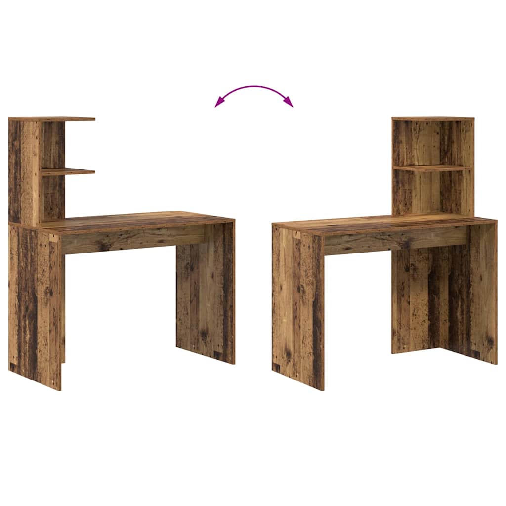 Desk with Shelf Reclaimed Wood 102 x 50 x 124 cm Engineered Wood