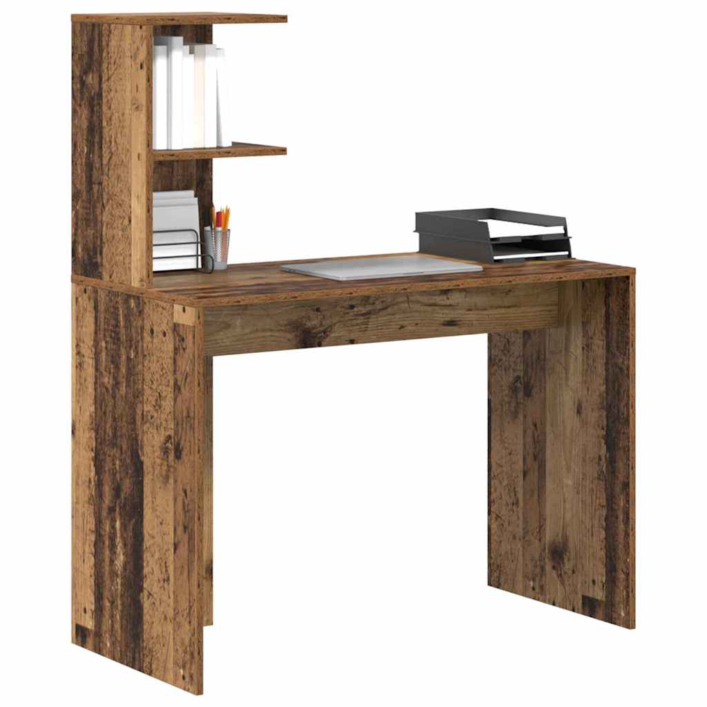 Desk with Shelf Reclaimed Wood 102 x 50 x 124 cm Engineered Wood