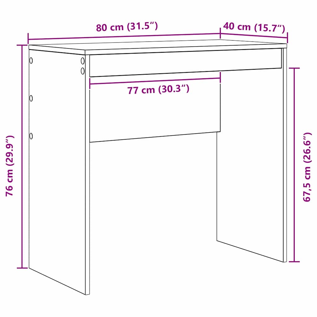 Schreibtisch Schwarz Eichen-Optik 80 x 40 x 76 cm