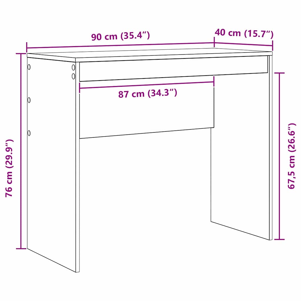 Bureau Béton Gris 90 x 40 x 76 cm