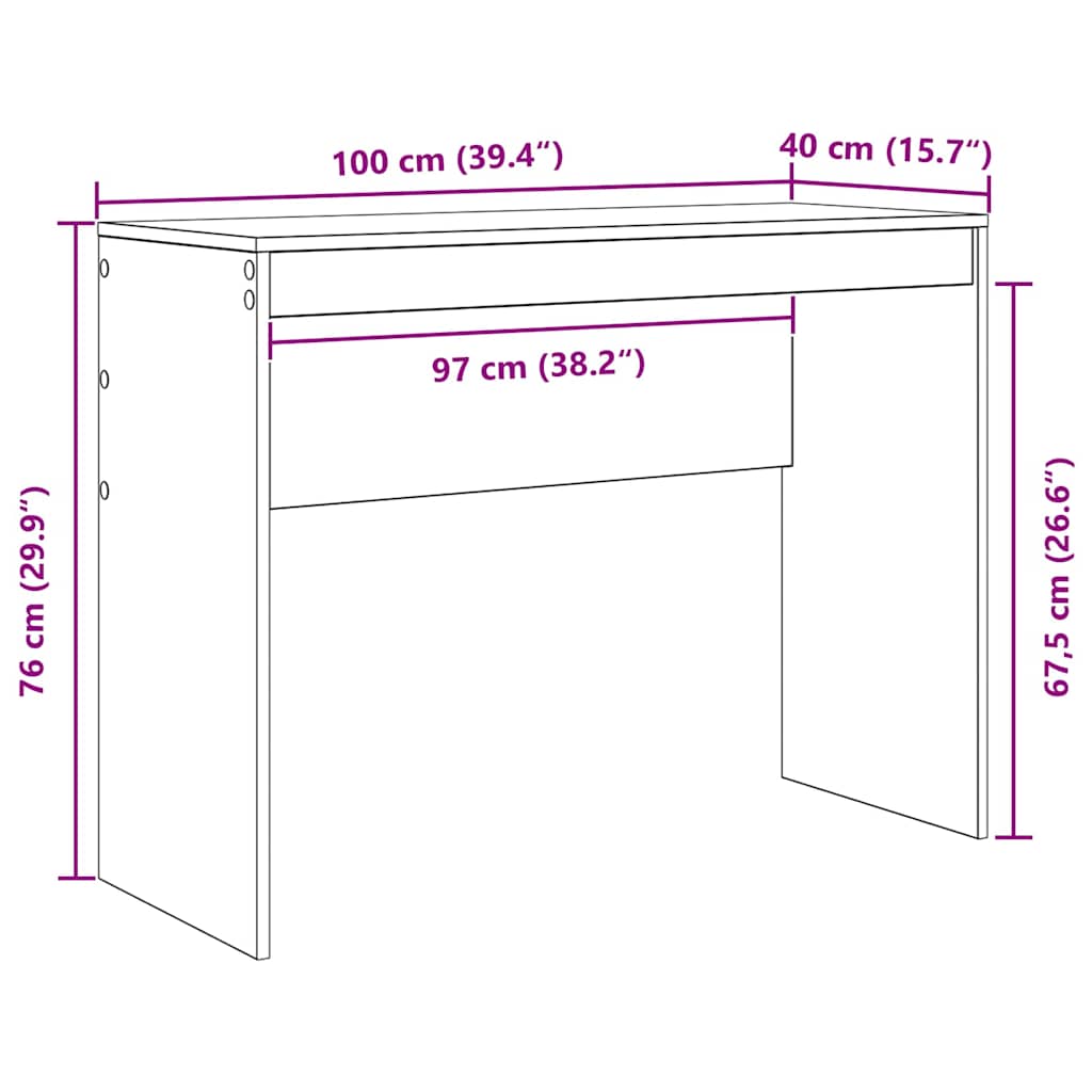 Bureau chêne Sonoma 100 x 40 x 76 cm