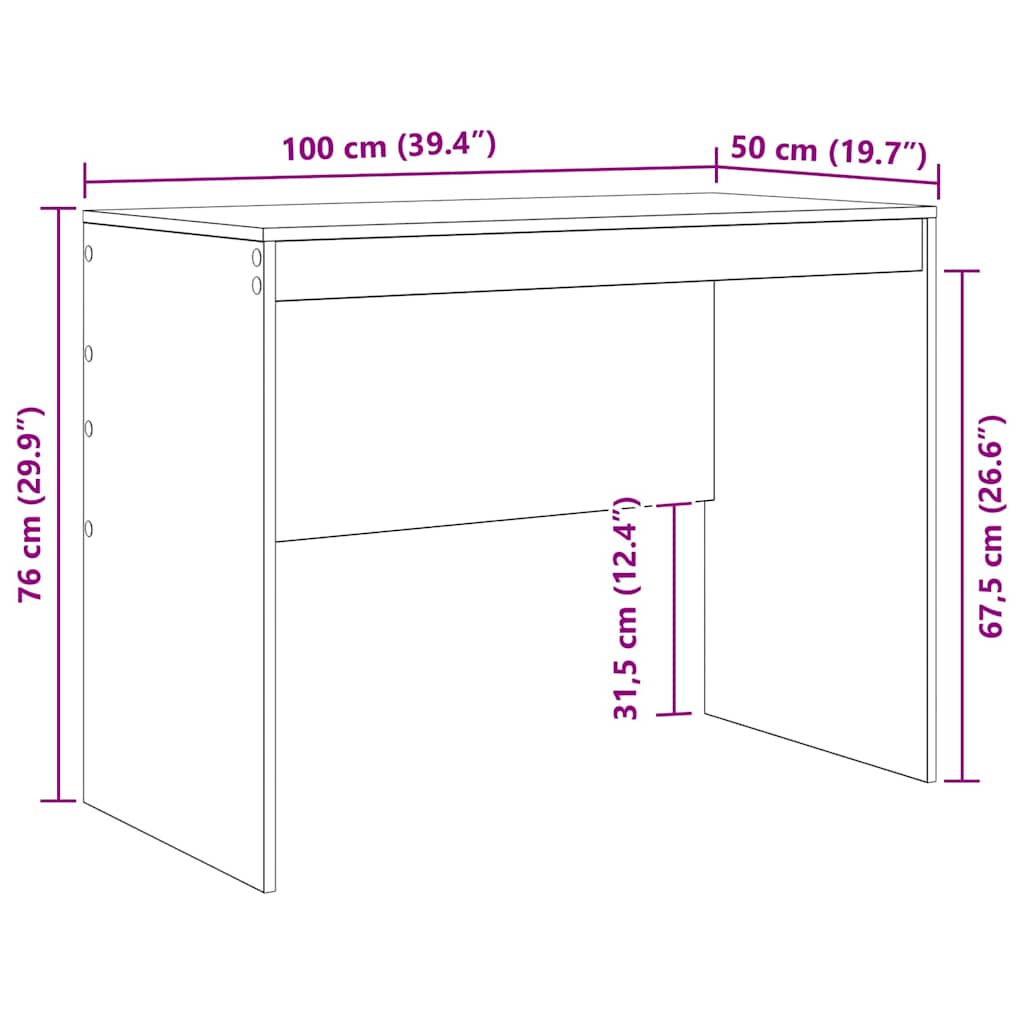 Schreibtisch Geräucherte Eiche 100 x 50 x 76 cm