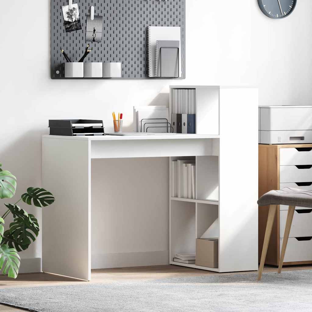 Desk with Shelf White 108 x 55 x 103.5 cm Wood-based Material