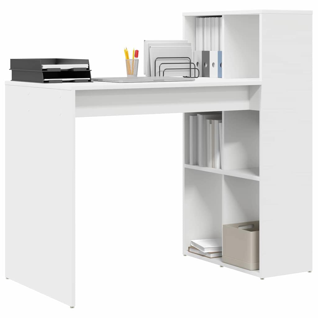 Desk with Shelf White 108 x 55 x 103.5 cm Wood-based Material