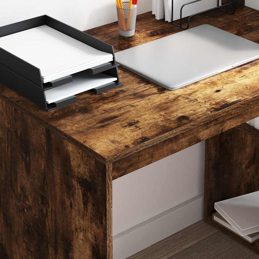 Desk with Shelf Smoked Oak 108 x 55 x 103.5 cm