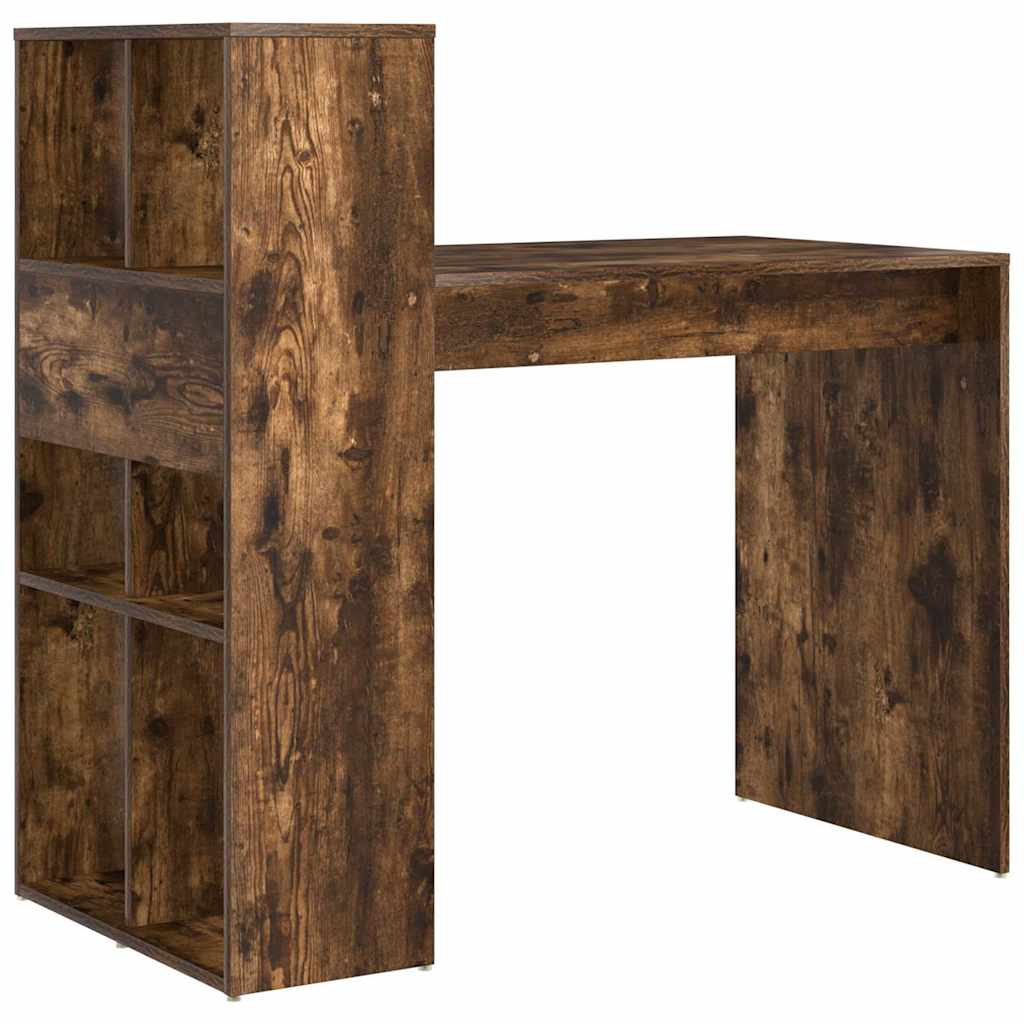 Desk with Shelf Smoked Oak 108 x 55 x 103.5 cm
