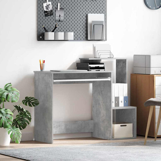 Bureau en bois composite gris effet béton 106 x 41 x 88,5 cm