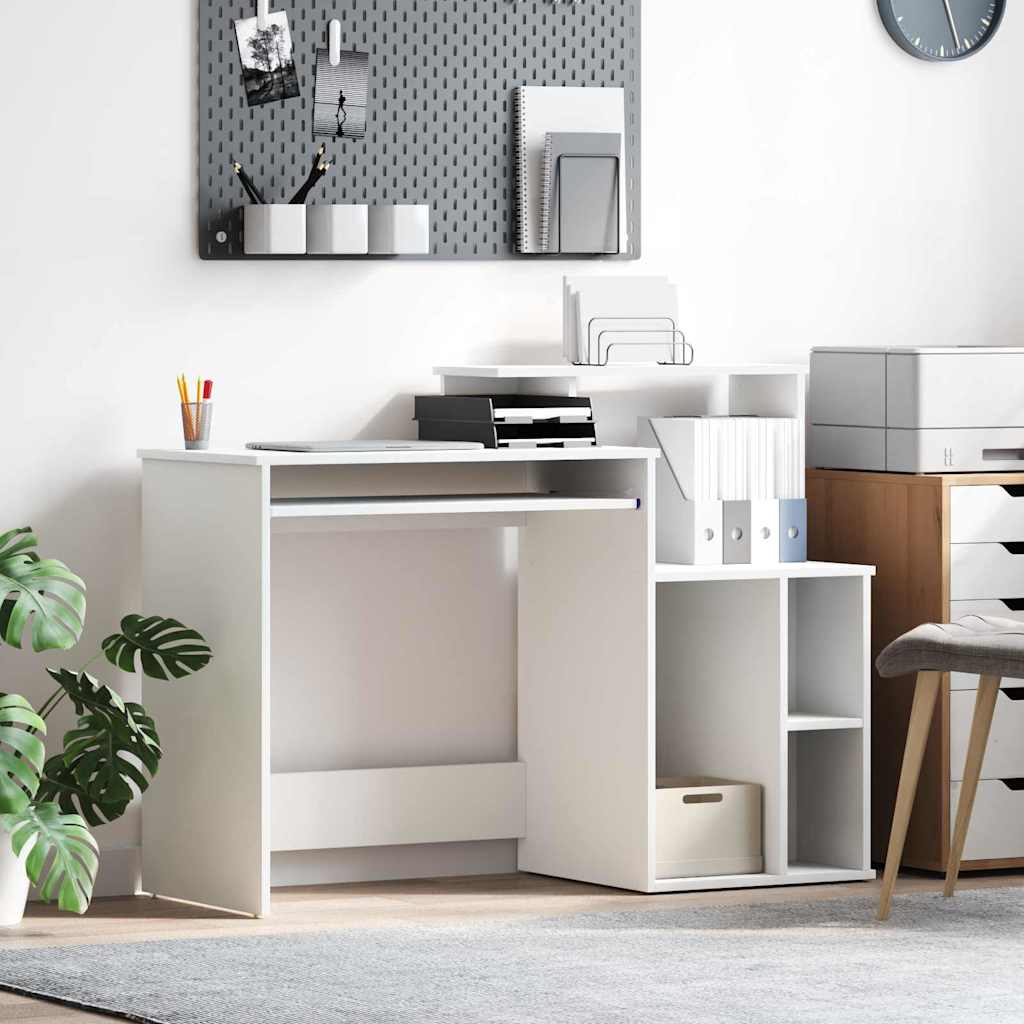 Desk with Shelf White 120.5 x 44 x 88.5 cm Engineered Wood