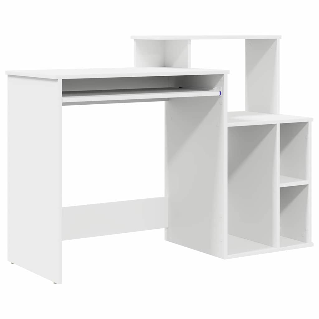 Desk with Shelf White 120.5 x 44 x 88.5 cm Engineered Wood