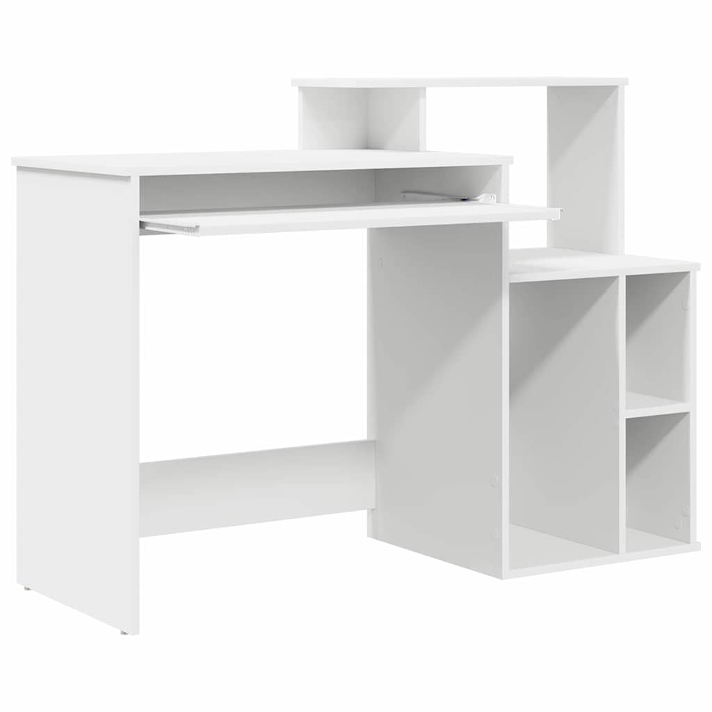 Desk with Shelf White 120.5 x 44 x 88.5 cm Engineered Wood