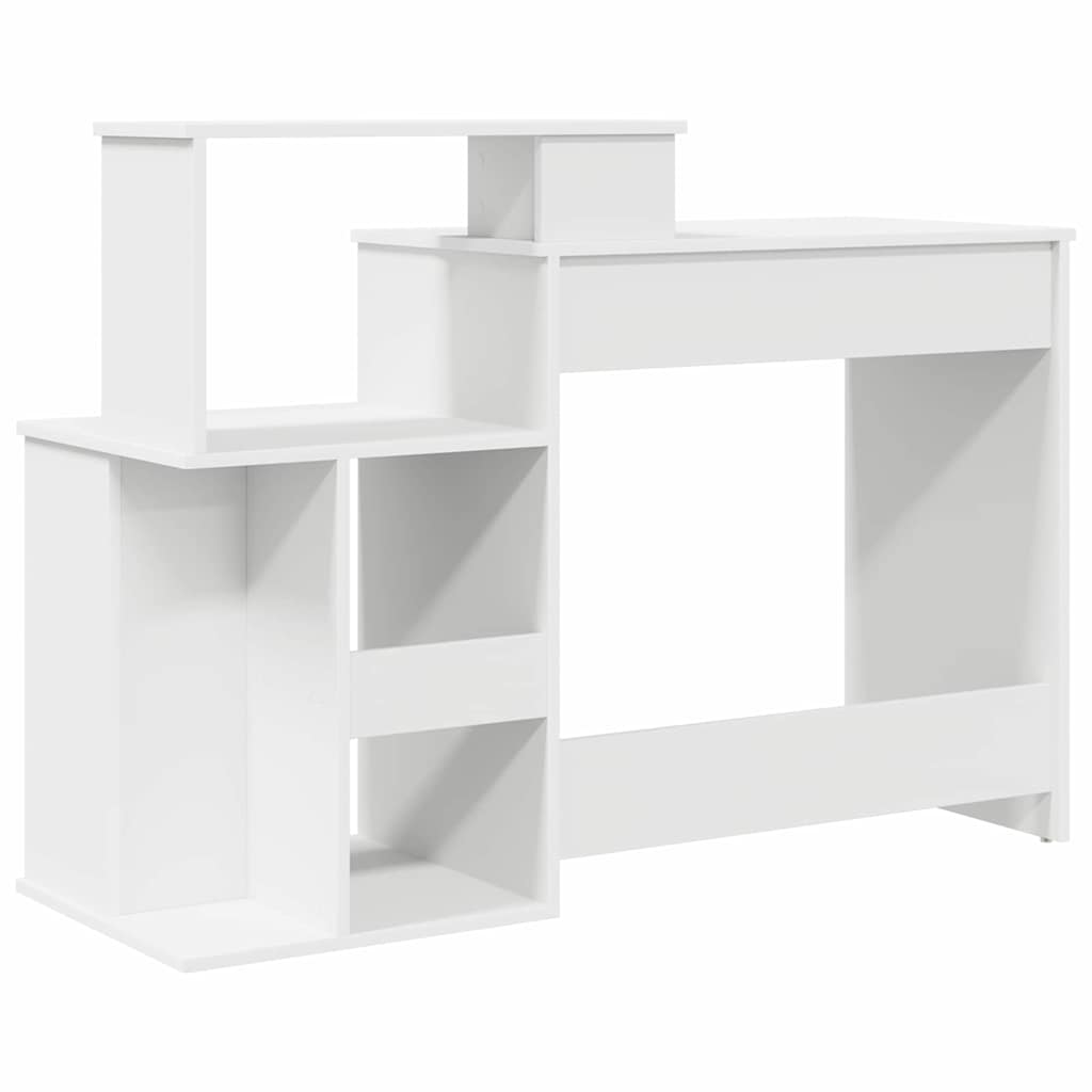 Desk with Shelf White 120.5 x 44 x 88.5 cm Engineered Wood