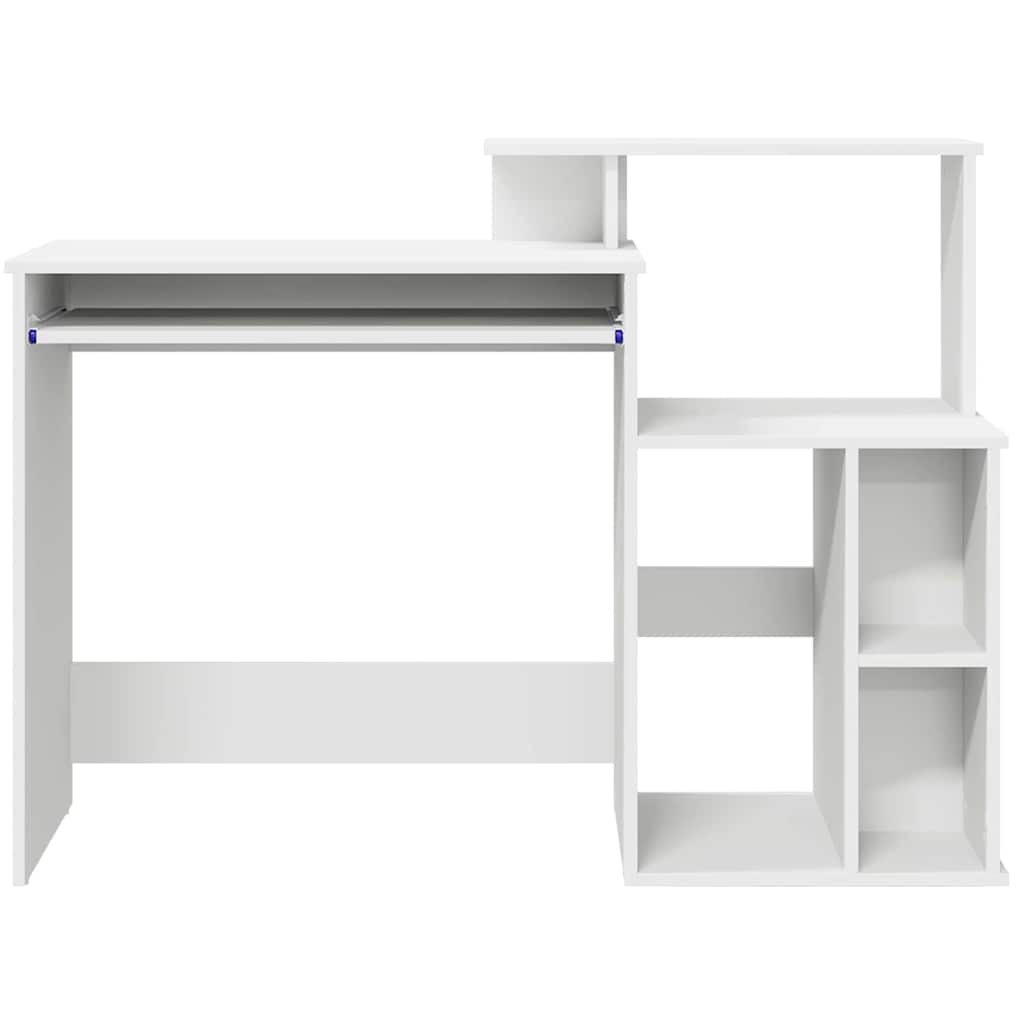 Desk with Shelf White 120.5 x 44 x 88.5 cm Engineered Wood