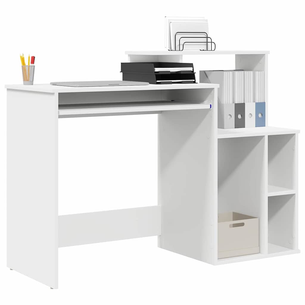 Desk with Shelf White 120.5 x 44 x 88.5 cm Engineered Wood