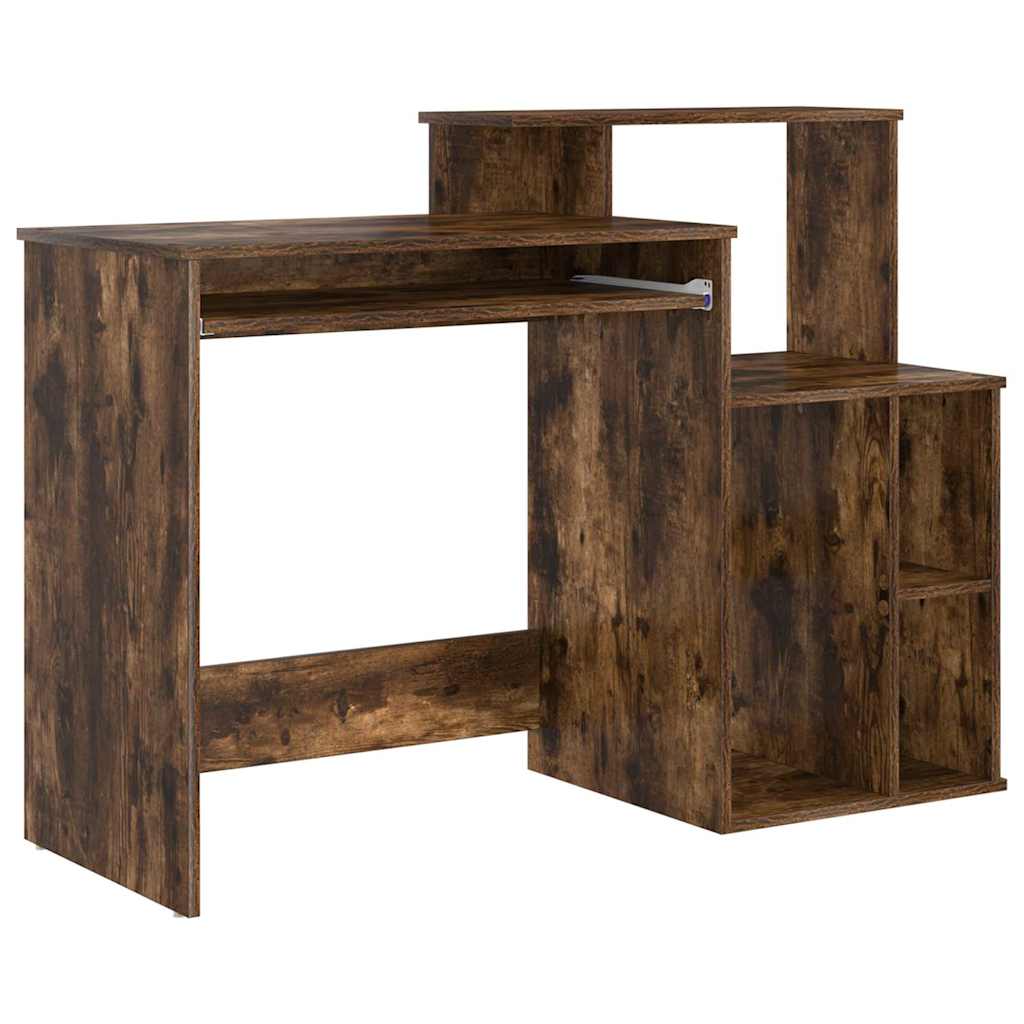 Desk with Shelf Smoked Oak 120.5 x 44 x 88.5 cm
