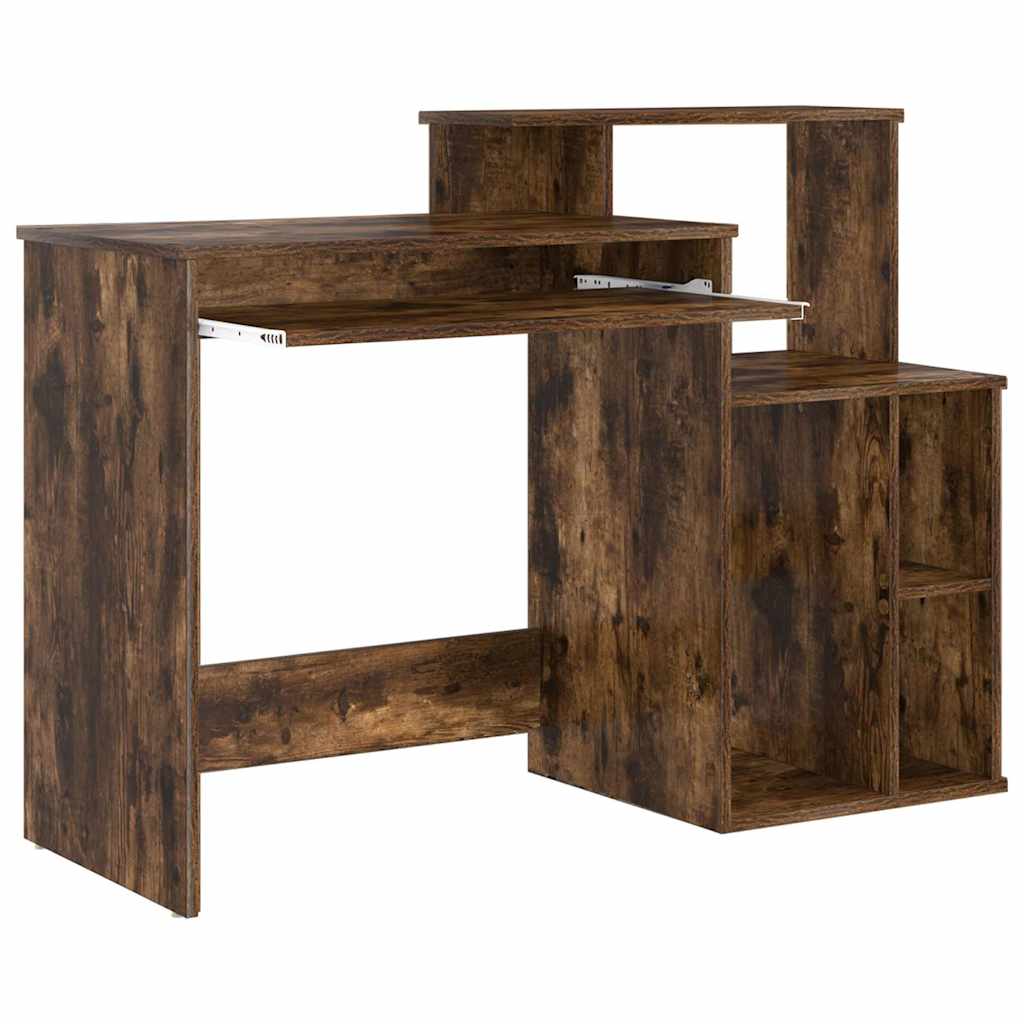 Desk with Shelf Smoked Oak 120.5 x 44 x 88.5 cm