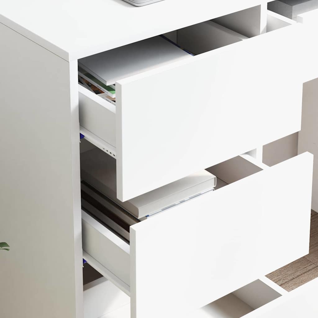 Desk with Storage White 90 x 37.5 x 75 cm Engineered Wood