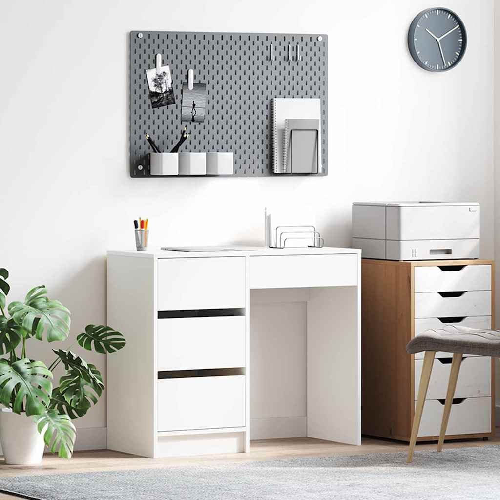 Desk with Storage White 90 x 37.5 x 75 cm Engineered Wood