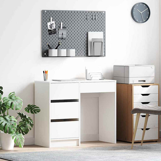 Bureau avec rangement Blanc 90 x 37,5 x 75 cm Bois d'ingénierie