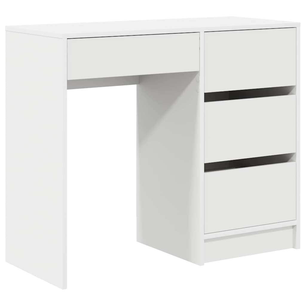 Desk with Storage White 90 x 37.5 x 75 cm Engineered Wood