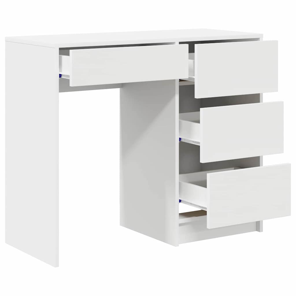 Desk with Storage White 90 x 37.5 x 75 cm Engineered Wood
