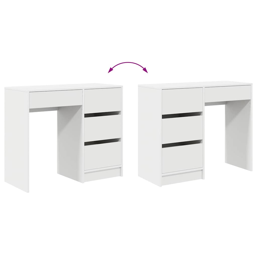 Desk with Storage White 90 x 37.5 x 75 cm Engineered Wood