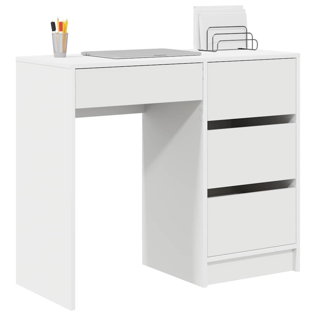 Desk with Storage White 90 x 37.5 x 75 cm Engineered Wood