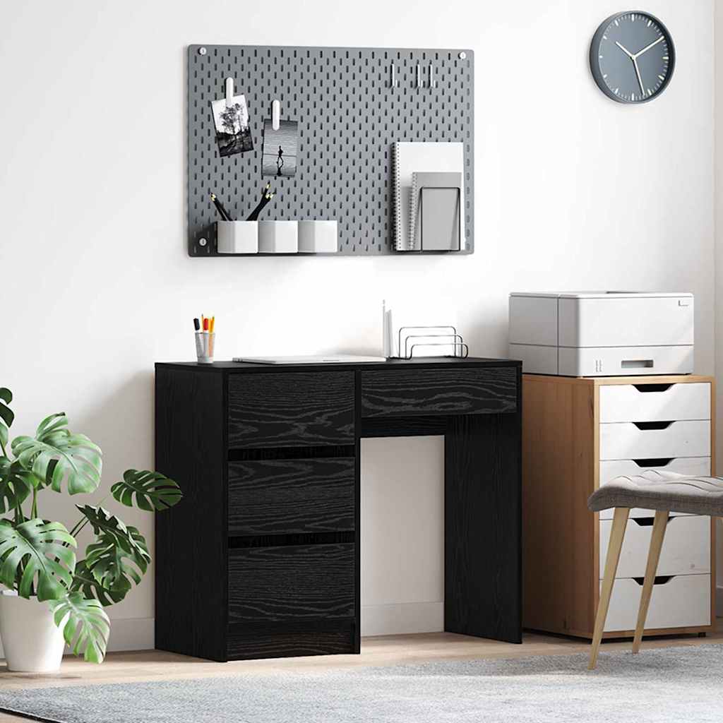 Schreibtisch Schwarz Eichen-Optik 90 x 37,5 x 75 cm