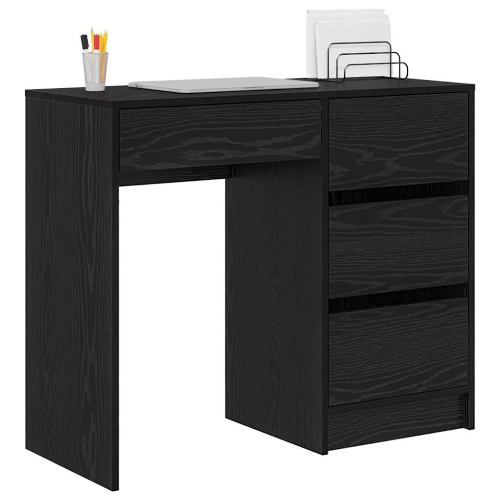 Schreibtisch Schwarz Eichen-Optik 90 x 37,5 x 75 cm