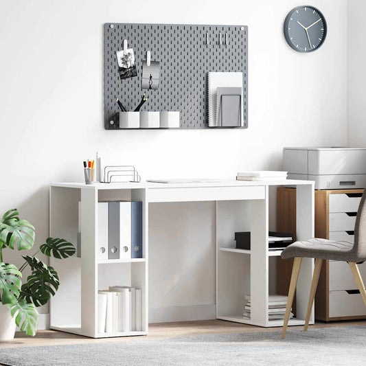 Bureau avec étagère Blanc 130 x 50,5 x 75 cm Bois reconstitué