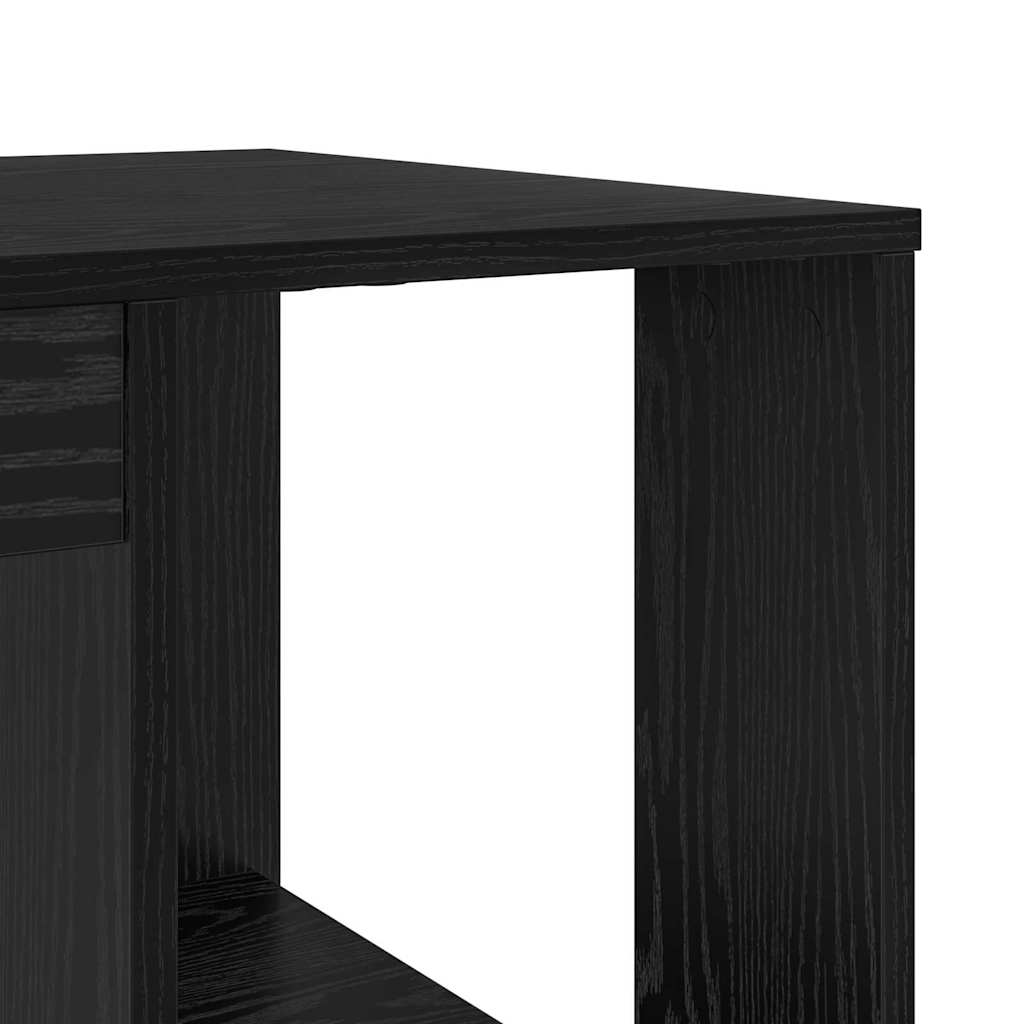 Desk with Shelf Black Oak Effect 130 x 50.5 x 75 cm