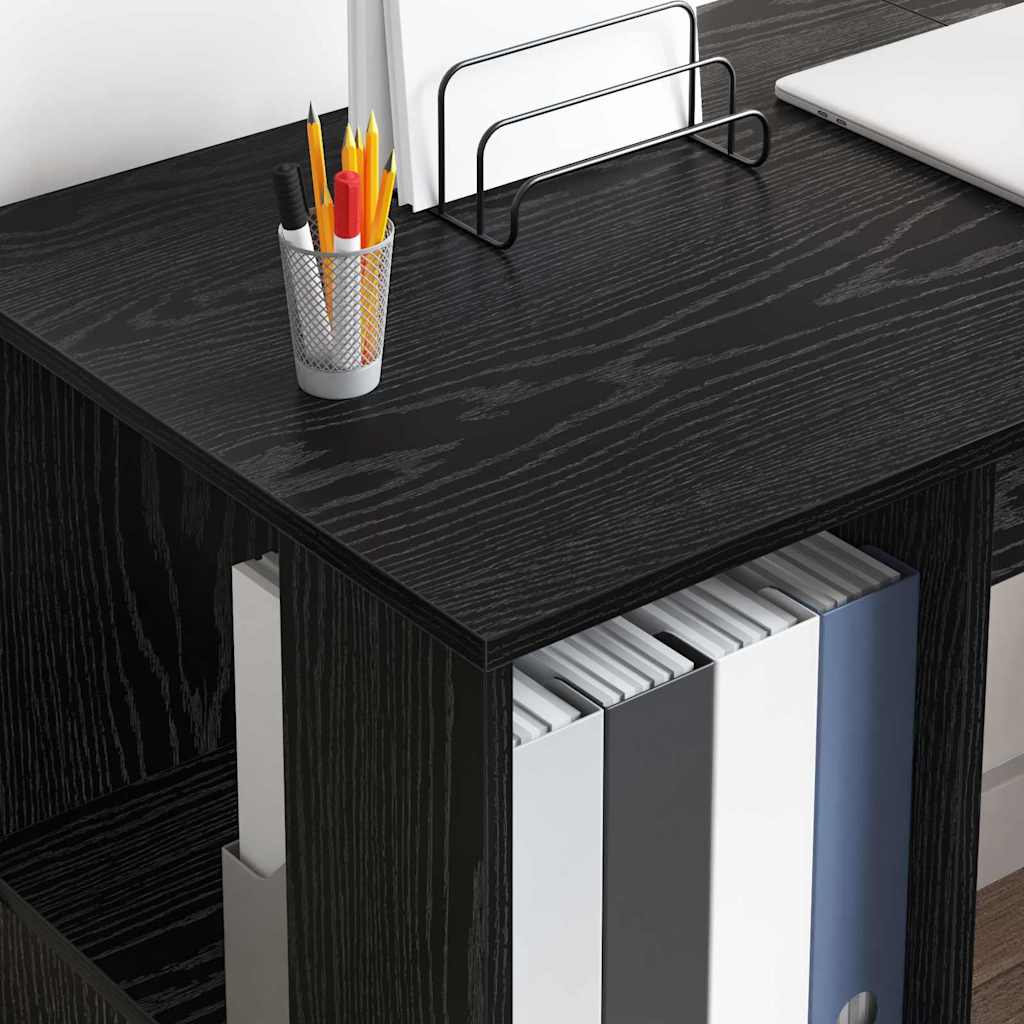 Desk with Shelf Black Oak Effect 130 x 50.5 x 75 cm
