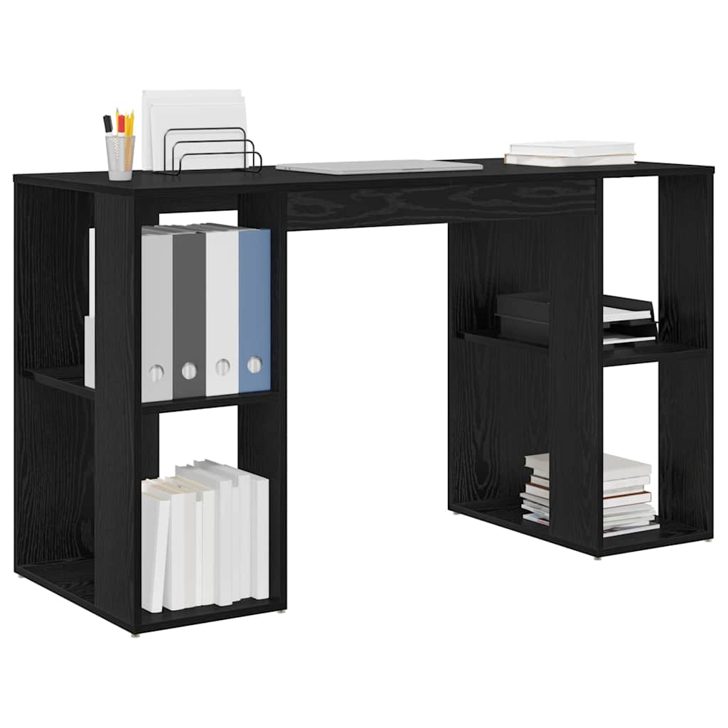 Desk with Shelf Black Oak Effect 130 x 50.5 x 75 cm