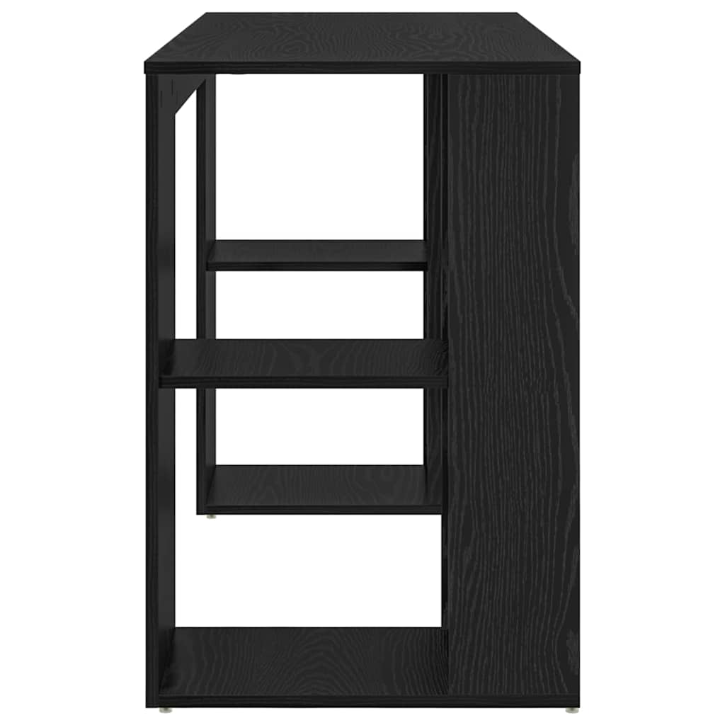 Desk with Shelf Black Oak Effect 130 x 50.5 x 75 cm