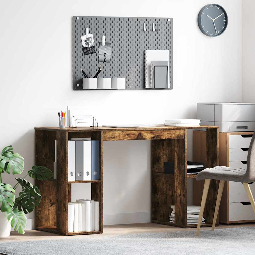Desk Smoked Oak 130 x 50.5 x 75 cm Wood-based Material