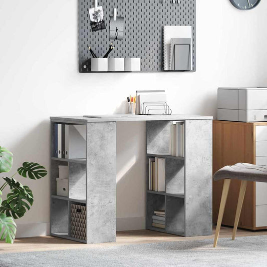 Desk with Shelf Concrete Grey 90 x 50 x 75 cm Wood-based Material