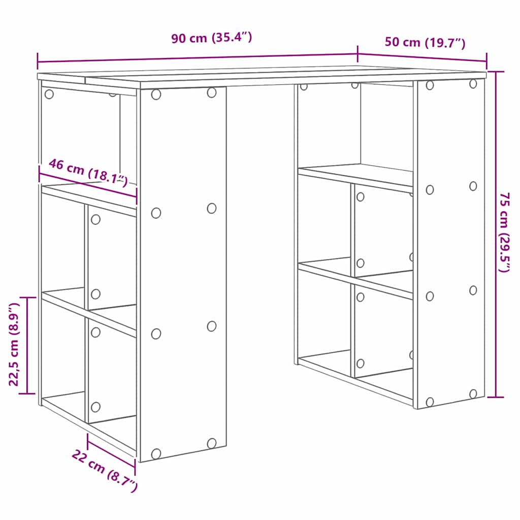 Schreibtisch mit Regal Beton Grau 90 x 50 x 75 cm Holzwerkstoff