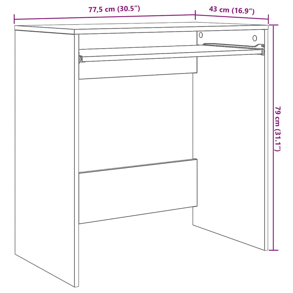 Schreibtisch Sonoma-Eiche 77,5 x 43 x 79 cm Holzwerkstoff